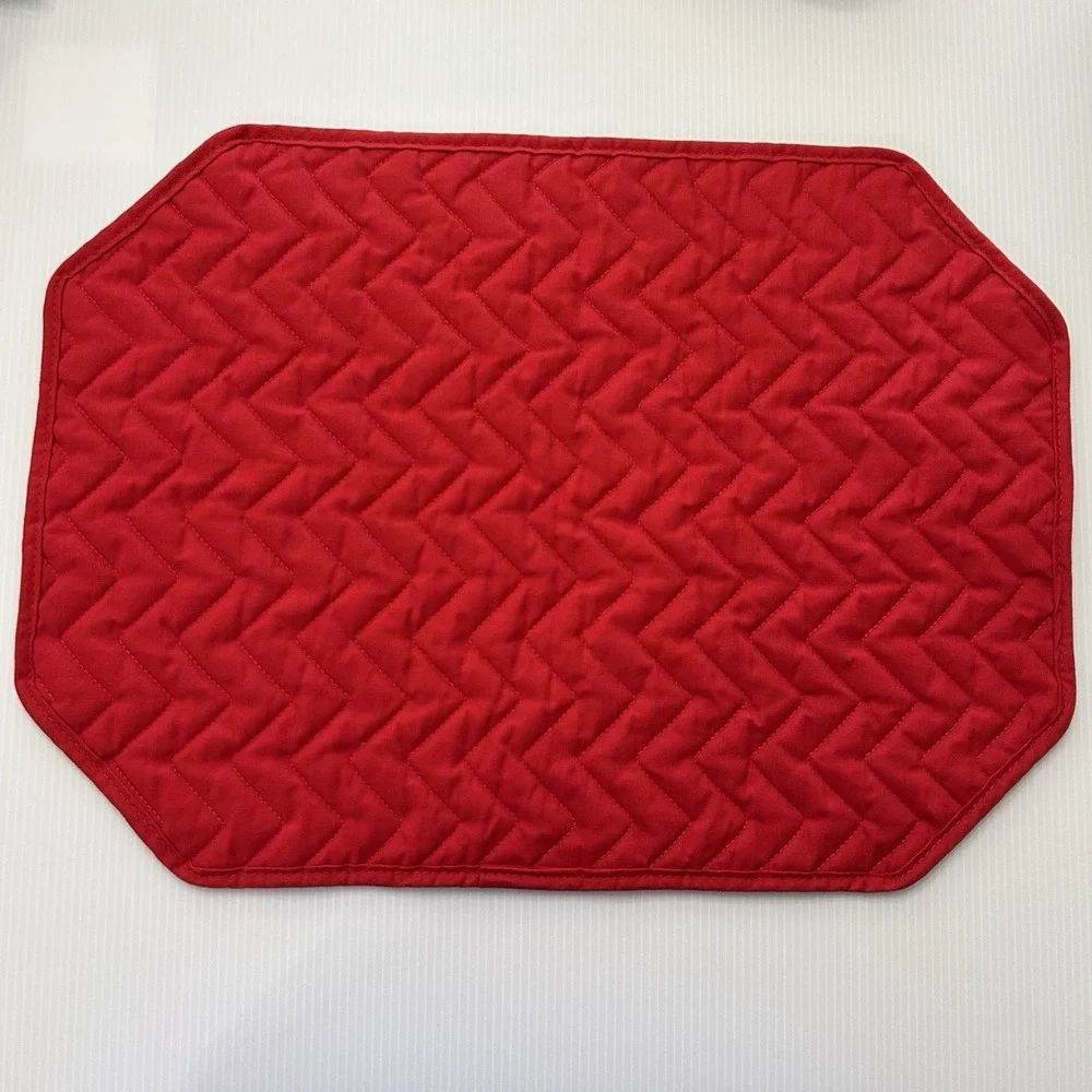 Handmade‎ Red And Green Quilted Zig Zag Placemats Set Of 4 Christmas Holiday